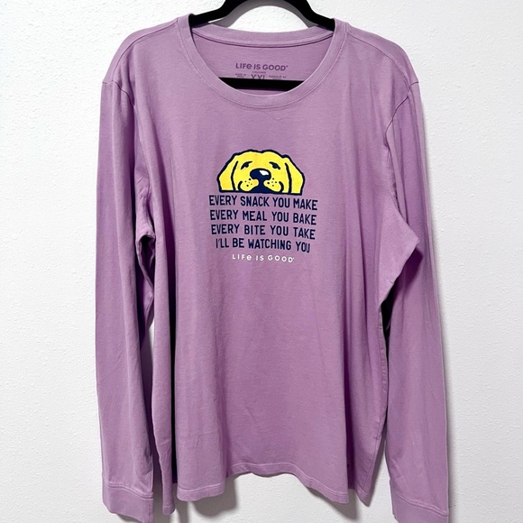 Life is Good 100 % cotton Lavender Long Sleeve Tee XXL - Picture 1 of 5